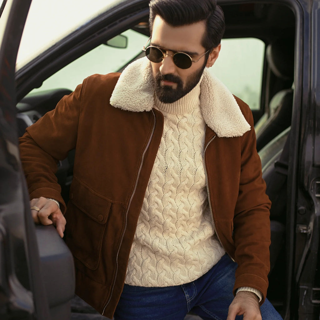 Bomber Leather Jacket Suede Leather