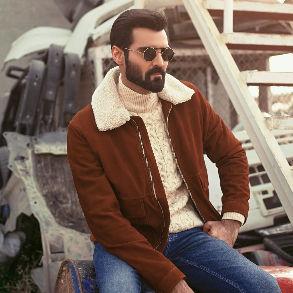 Bomber Leather Jacket Suede Leather