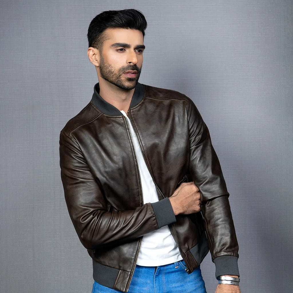 Bomber Leather Jacket - S