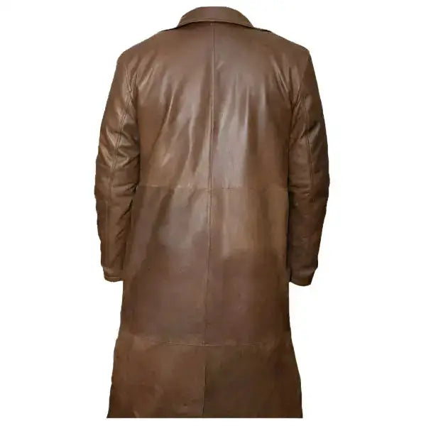 Mens Brown Lambskin Leather Trench Coat