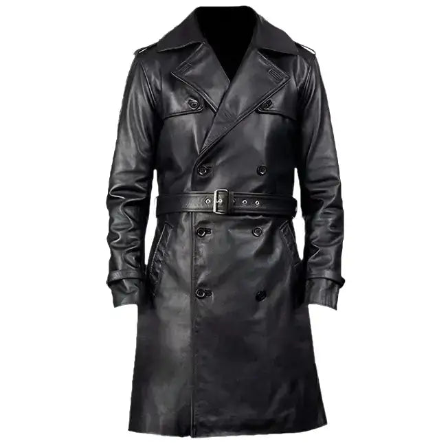 Premium Mens Cow Leather Trench Coat